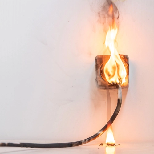 Câble électrique en feu